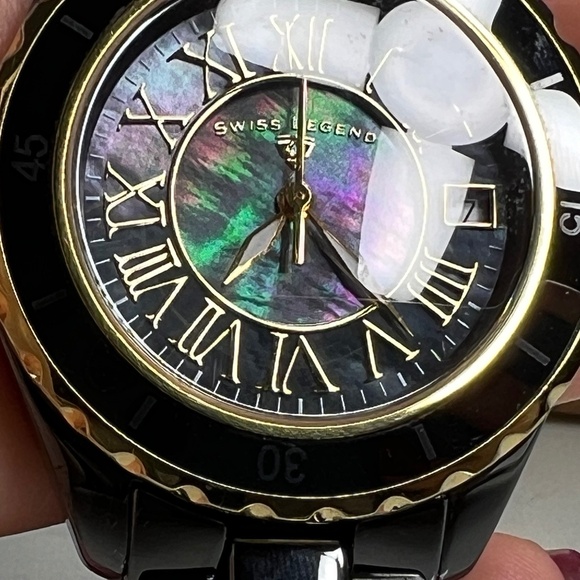Swiss Legend Karamica Women’s Black Watch Ceramic, Tested, Works! Small Wrist - Picture 3 of 13